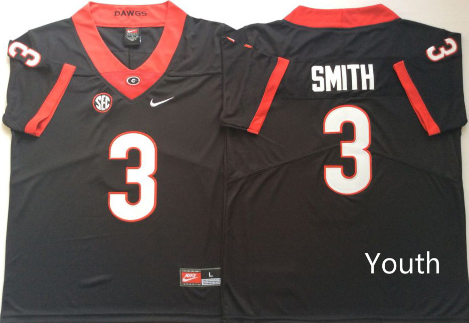 Youth Georgia Bulldogs 3 Smith Black Nike NCAA Jerseys